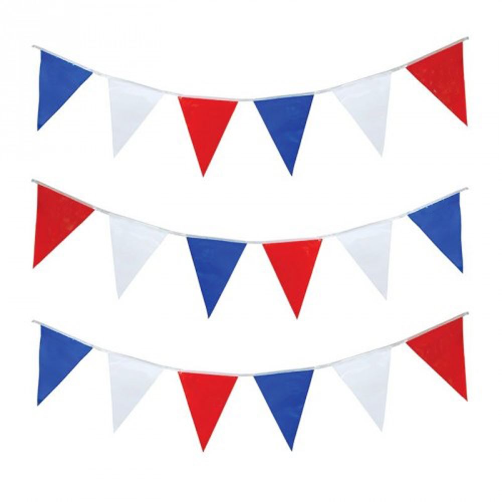 Giant 20m Red White Blue Bunting 40 Flags