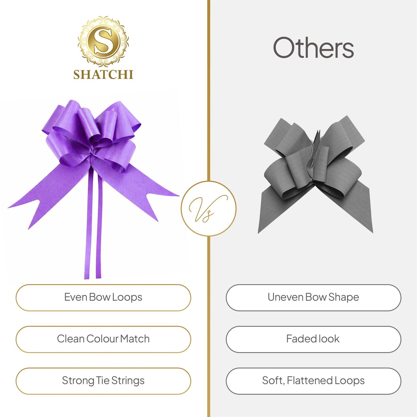 Shatchi 30pcs Purple 50mm/5cm Pull Bows Gift Wrap & Hampers