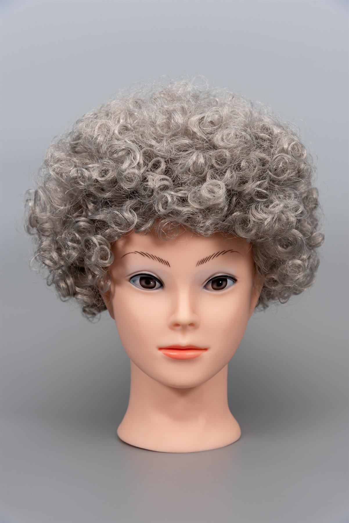 Grey Silver Curly Afro Wig