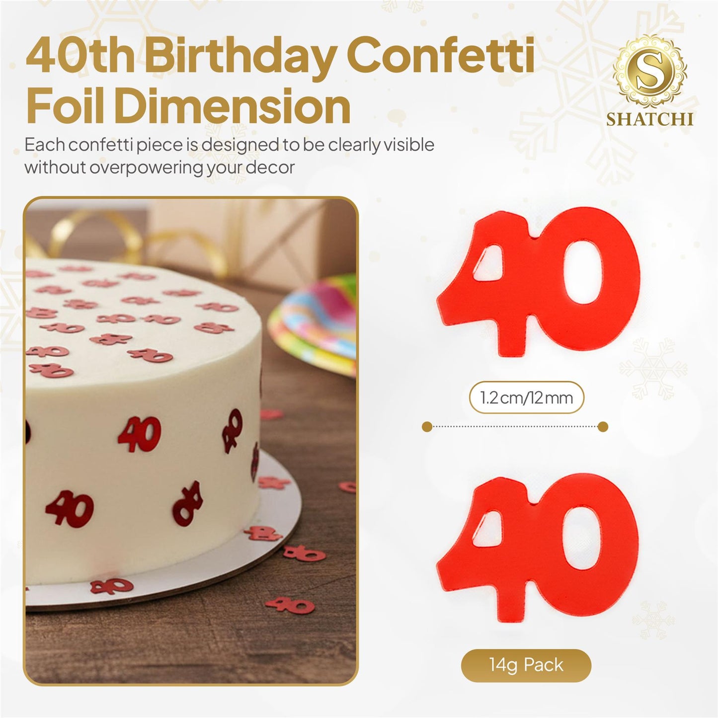 14g 40th Birthday Red Confetti