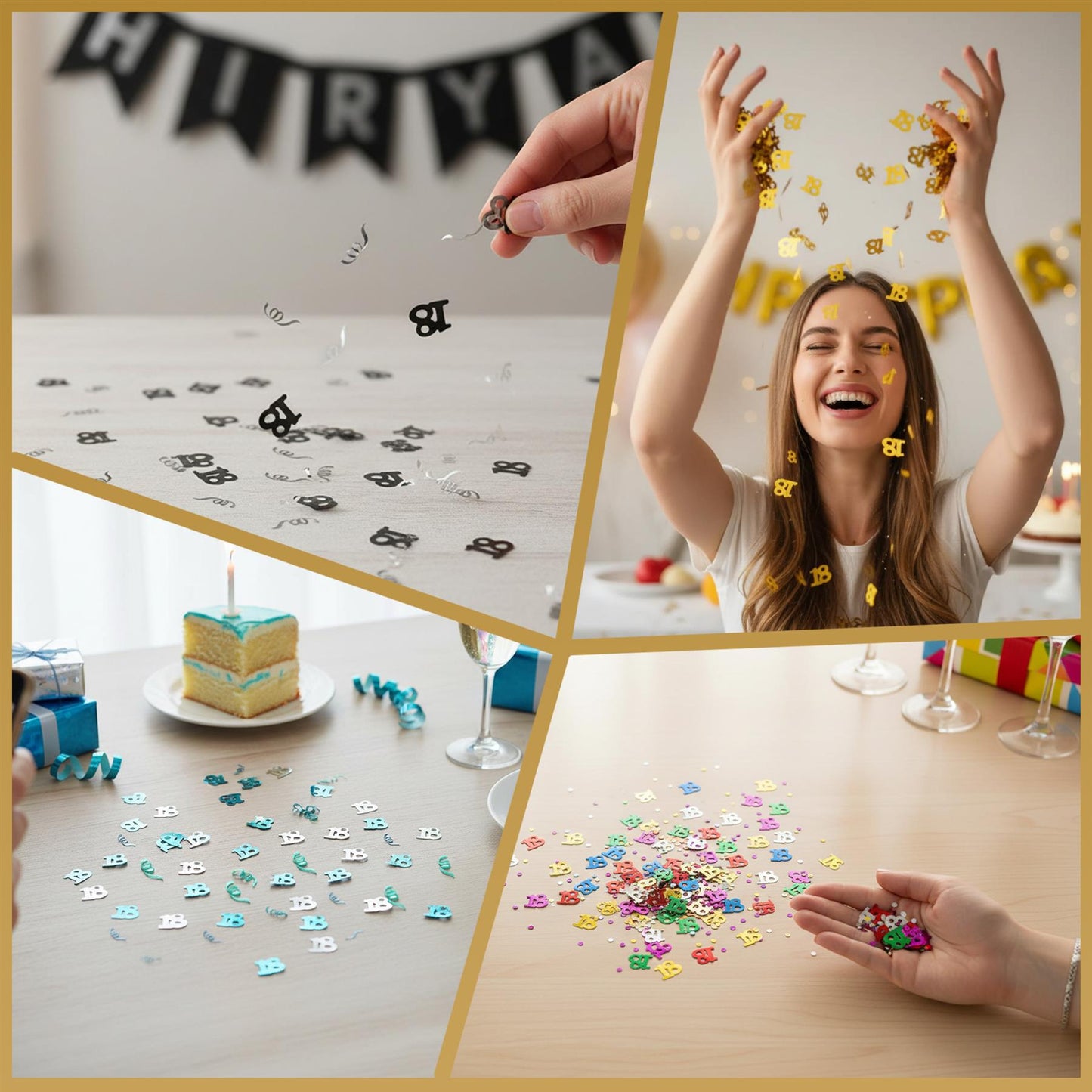 4x 14g 18th Blue Happy Birthday Confetti