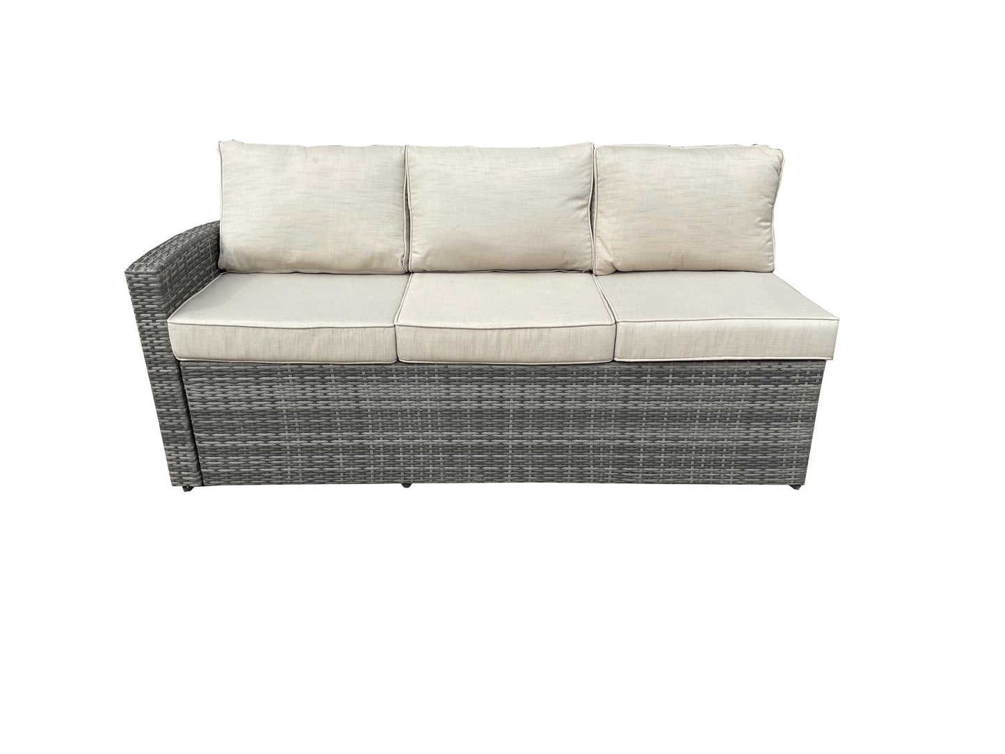 Grey Rattan Furniture Set (3 Seater Sofa, 2 Seater Sofa, 2 Stools, 1 Table, 1 Chair, 1 Storage Box)