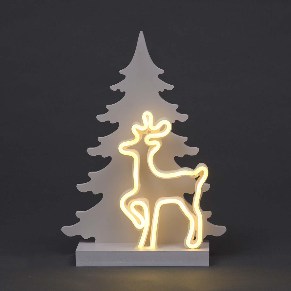 Wooden Neon Reindeer Silhouette - 40cm