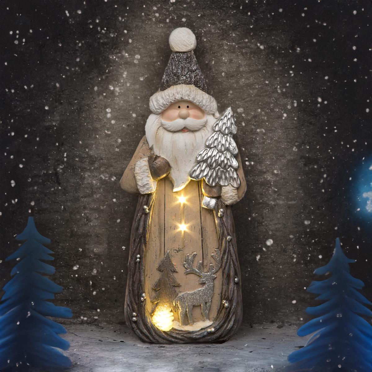 46cm Santa Figurine with LED Forest Scene