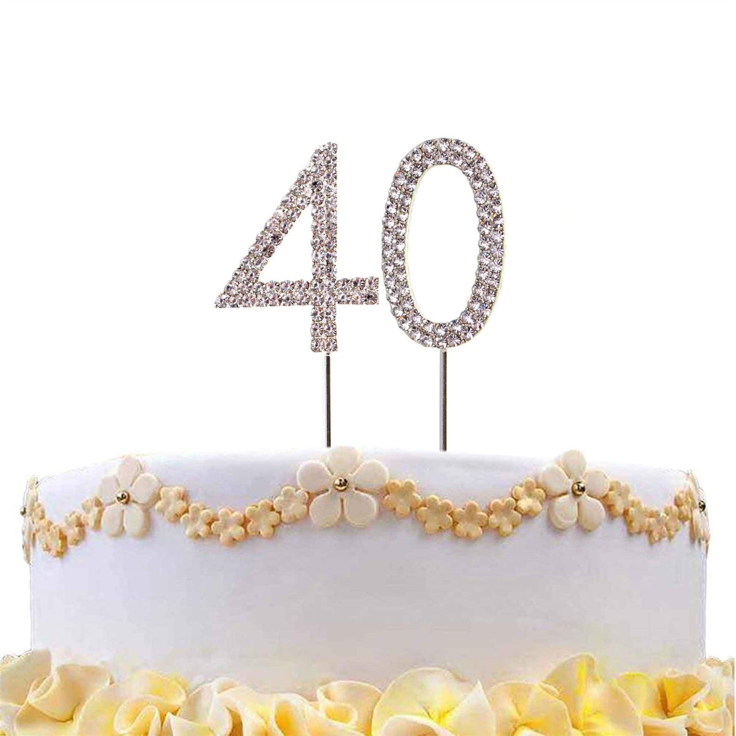 Silver Diamond Number 40 Cake Topper