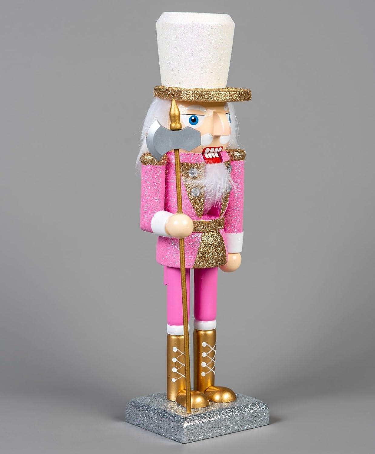 25cm Pink Wooden Nutcrackers, 4pcs Set