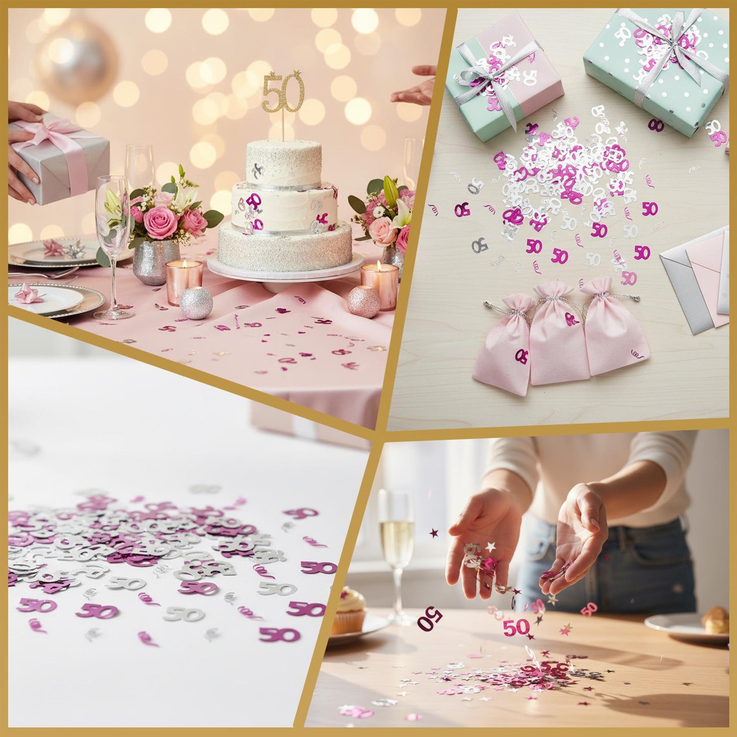 50th Confetti Pink & Silver - 14g 4PK