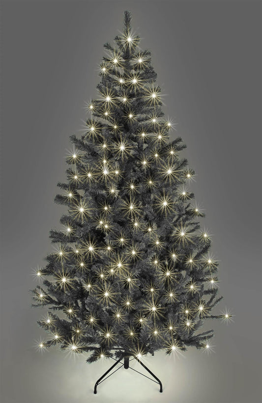 8Ft Pre-Lit Alaskan Pine Christmas Tree Black Warm White LEDs