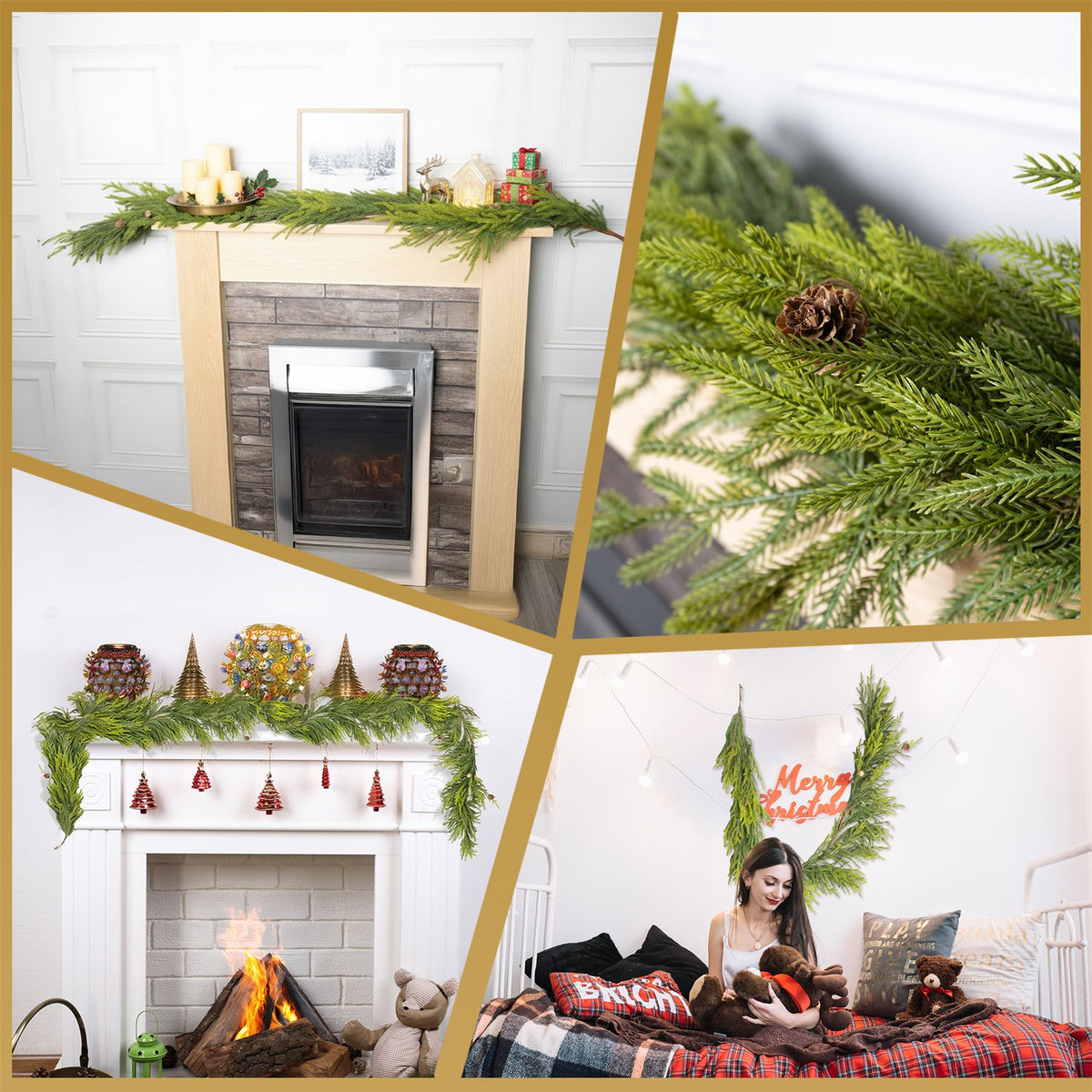 180CM ARAUCARIA WITH MINI PINE CONES GARLAND