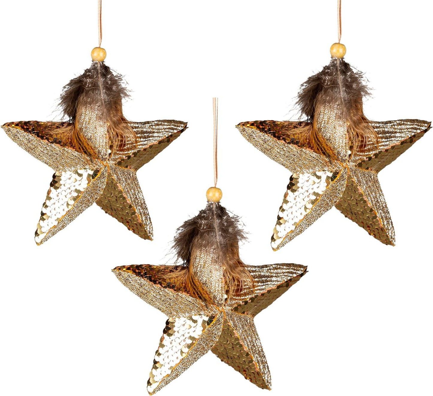 Set of 3 15cm Gold Stars