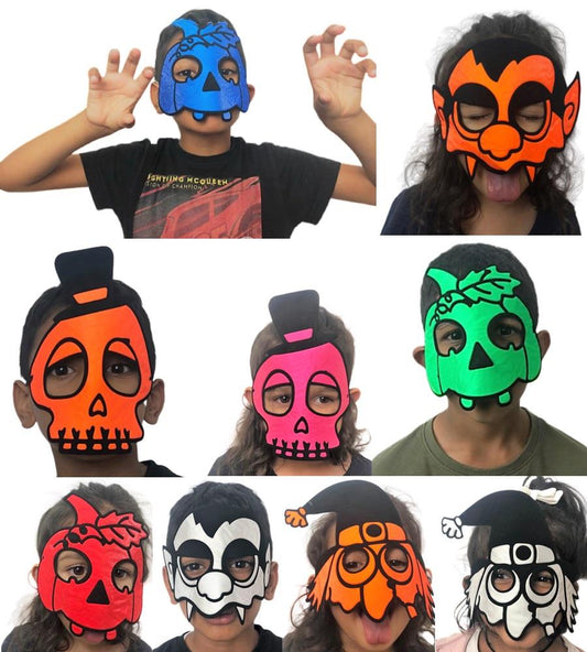 9pcs Halloween Half Face Masks Assorted Designs