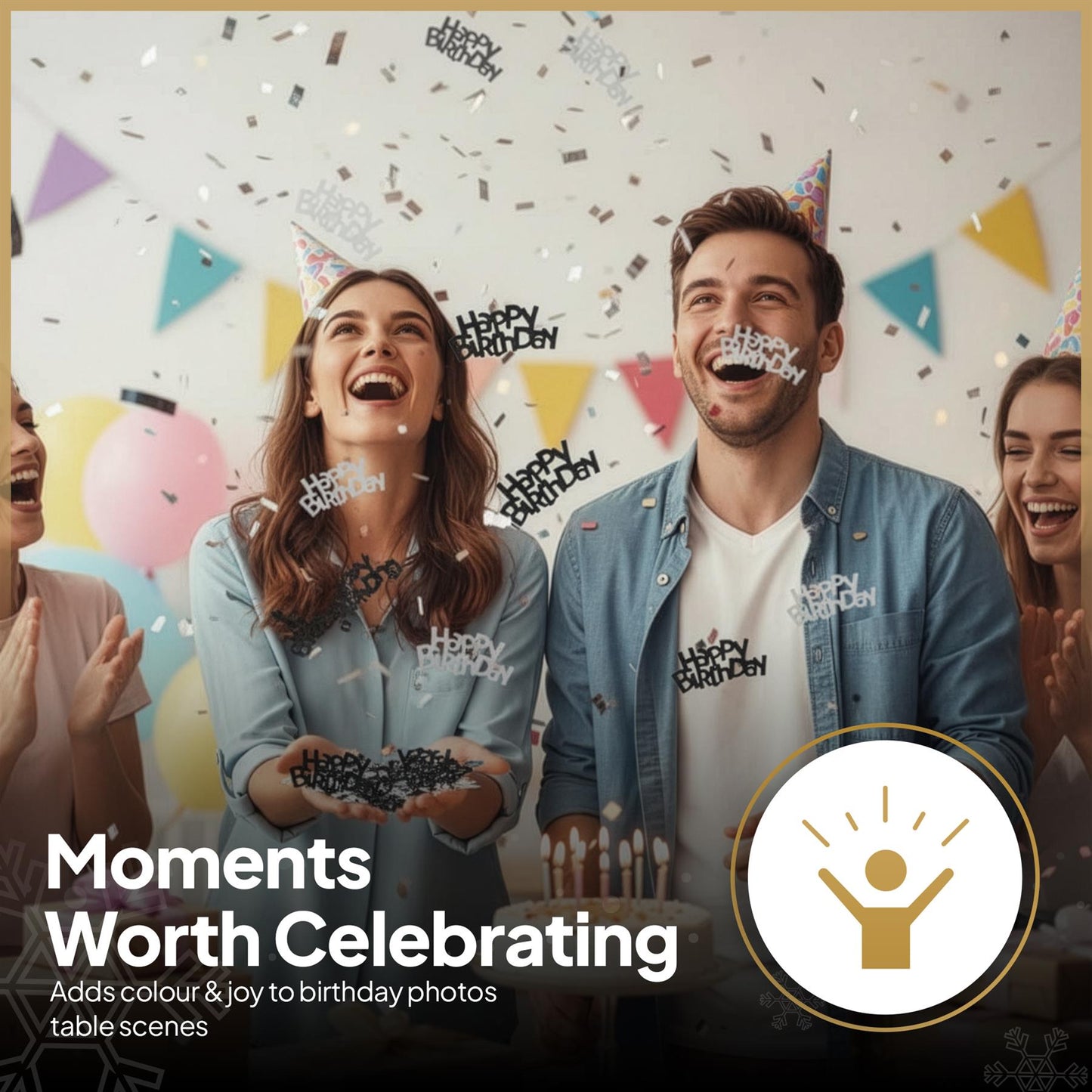 1 PK Happy Birthday Confetti Black & Silver, 14g