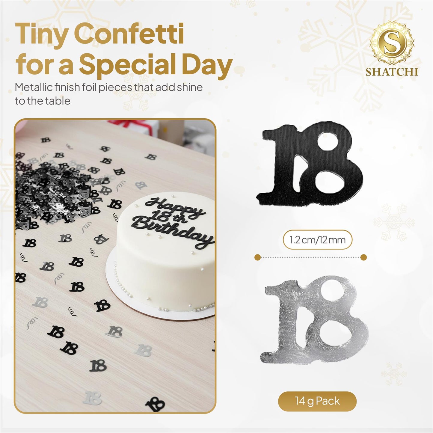 1 Pk 18th Confetti Black & Silver 14g