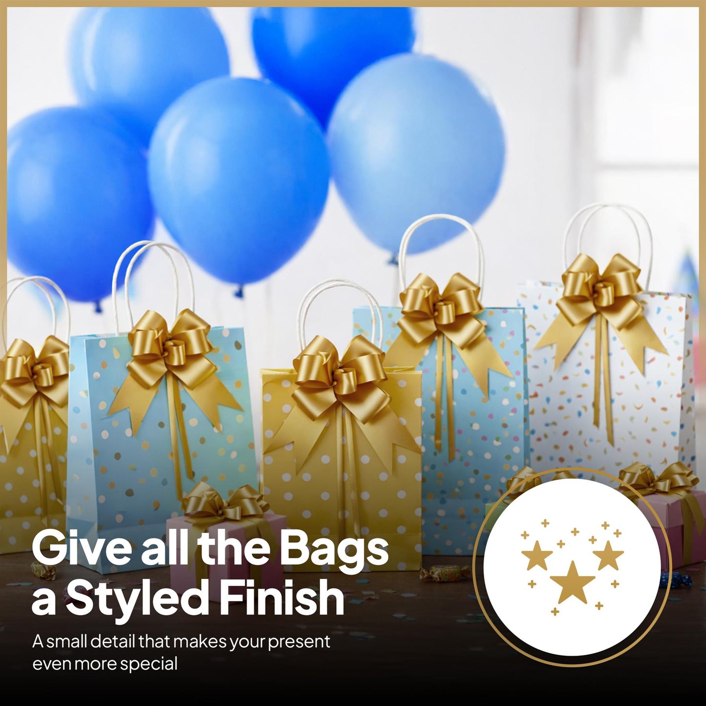 Shatchi 20pcs Gold 50mm/5cm Pull Bows Gift Wrap & Hampers