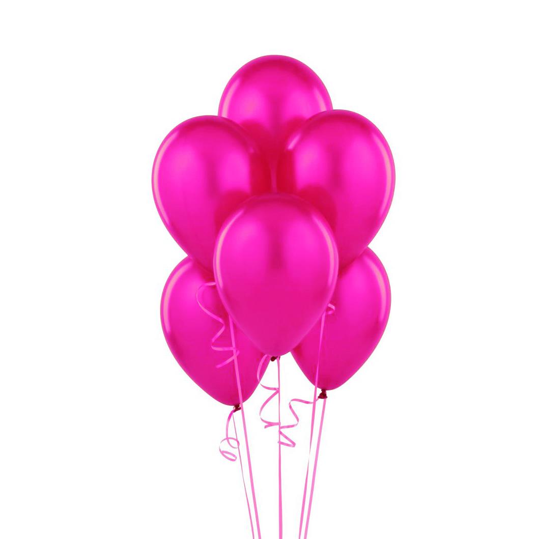 10 x Metallic Fuchsia Pink Balloons 12in