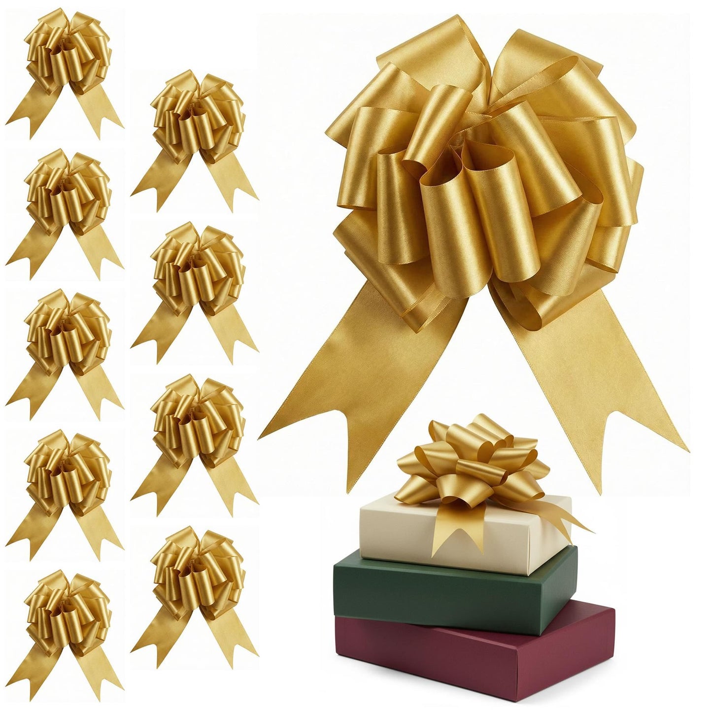 Shatchi 60pcs Gold 50mm/5cm Pull Bows Gift Wrap & Hampers