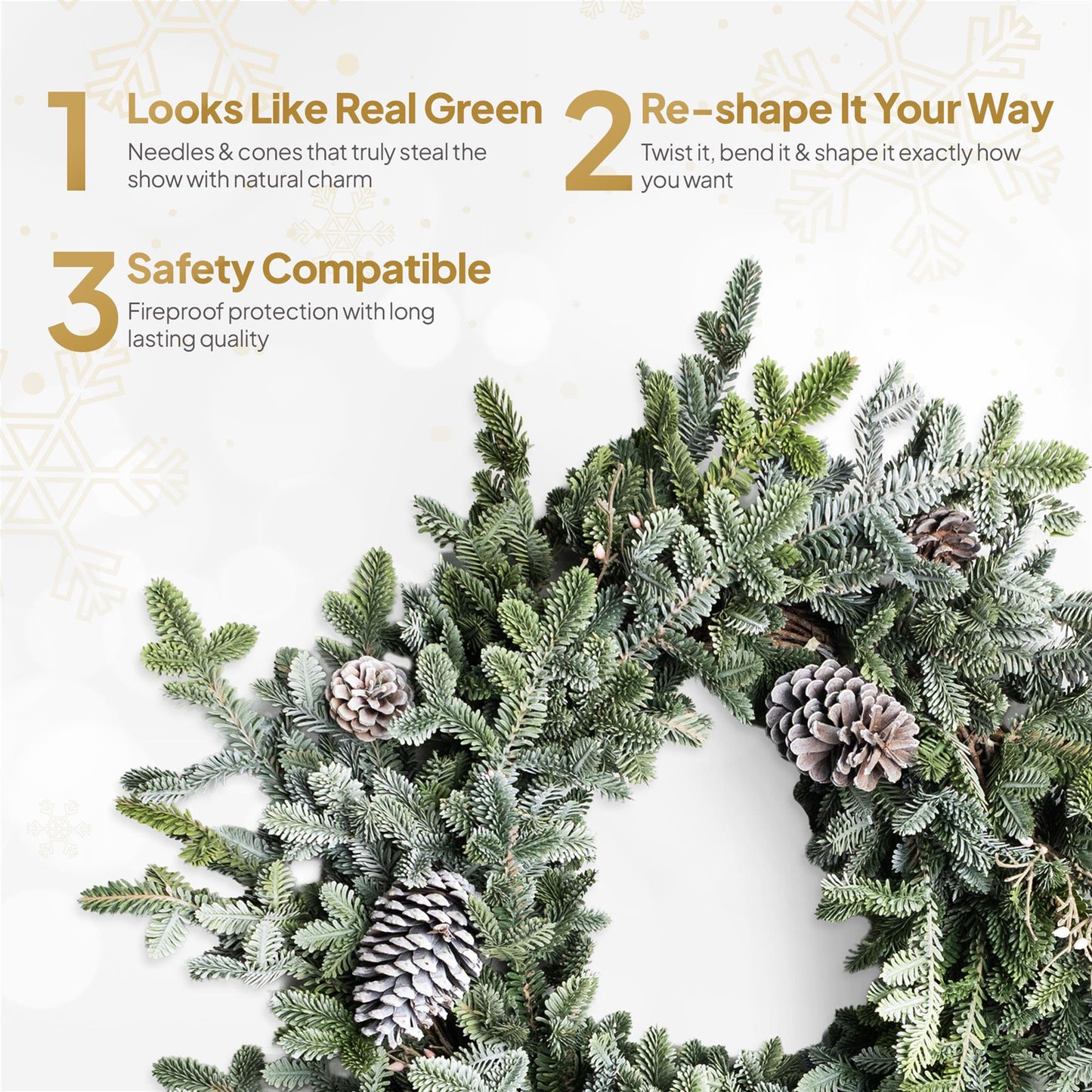 80CM CYPRESS PINE WITH PINE CONES WREATH