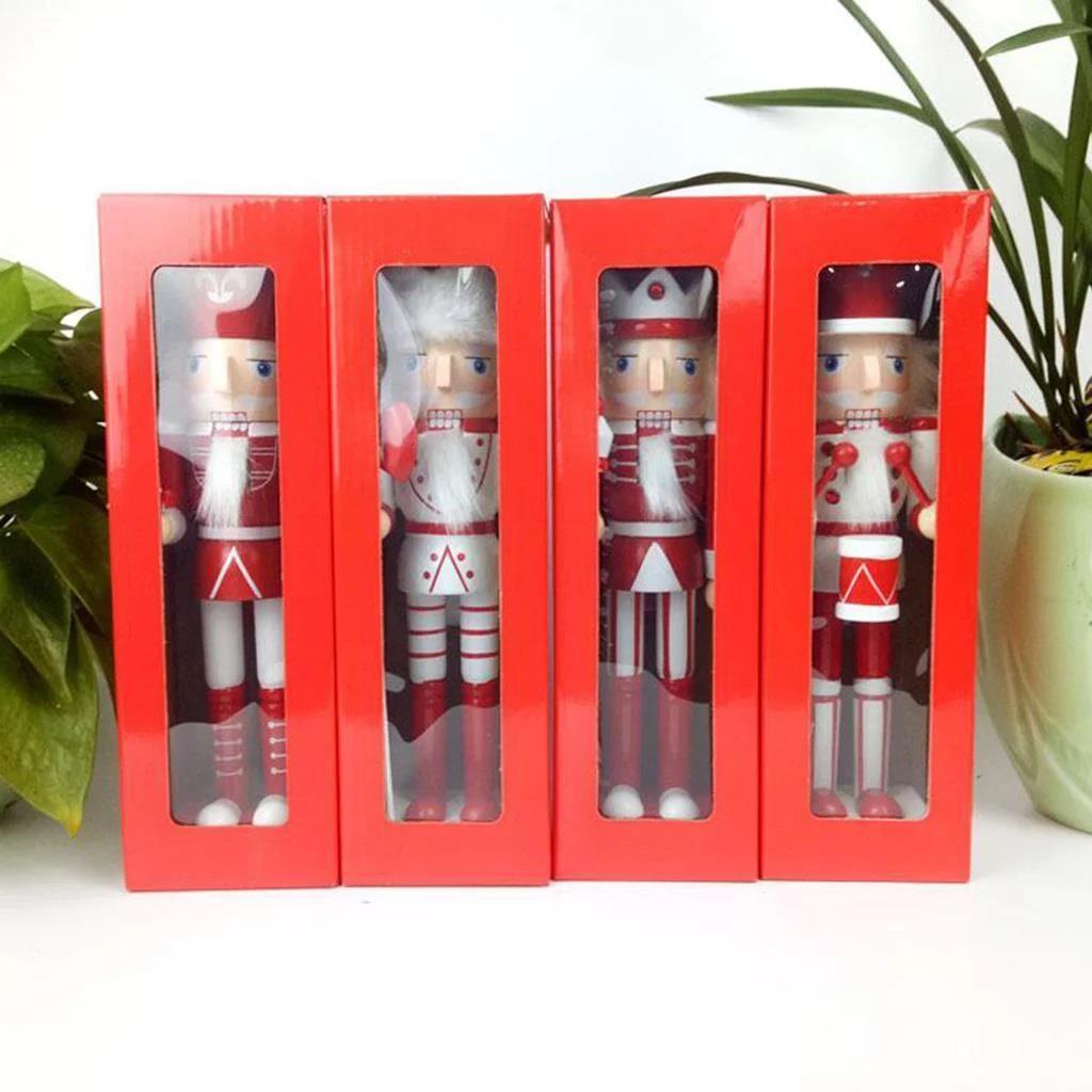 4 Red and White Nutcracker Figures (25cm)