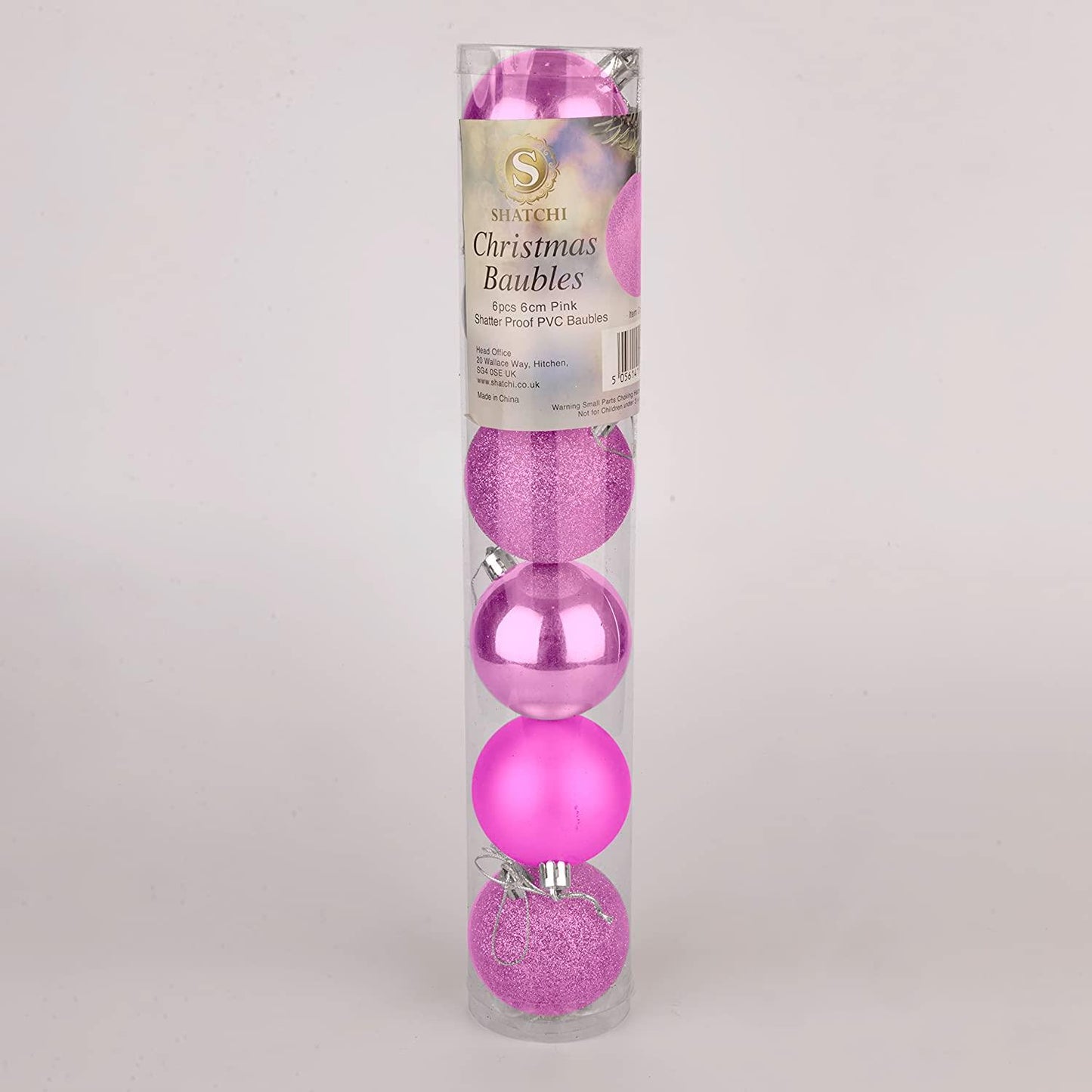 Pink Baubles - 6cm, 18-Piece Set, PVC