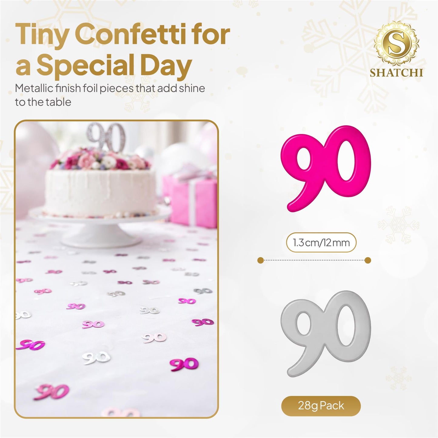 2 Packs of 14g Pink Happy 90th Birthday Confetti