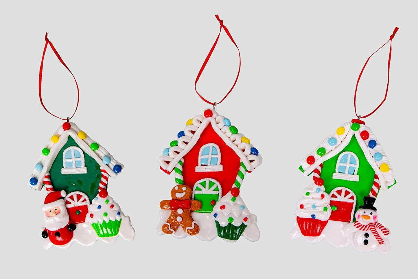 Christmas Hanging Decoration 12Pcs Ceramic Houses