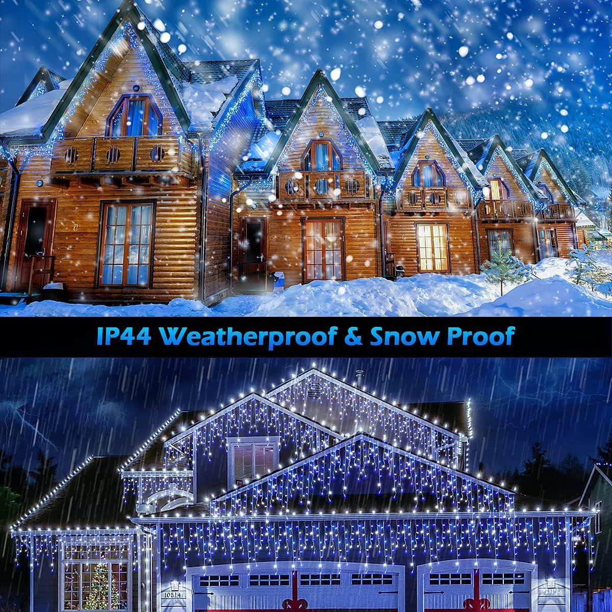 1200 White & Blue LED Icicle Lights