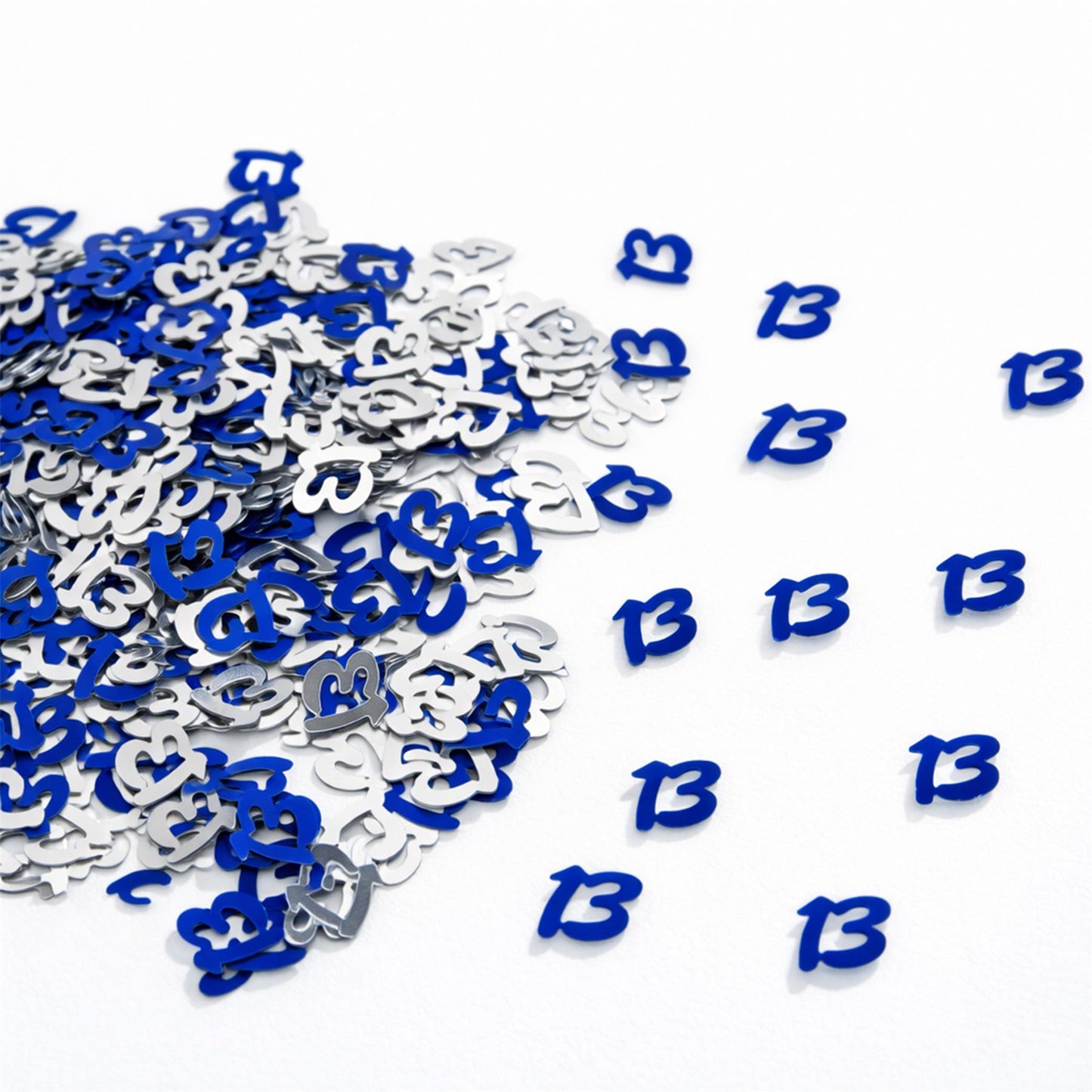 4-Pack 13th Birthday Blue and Silver Confetti