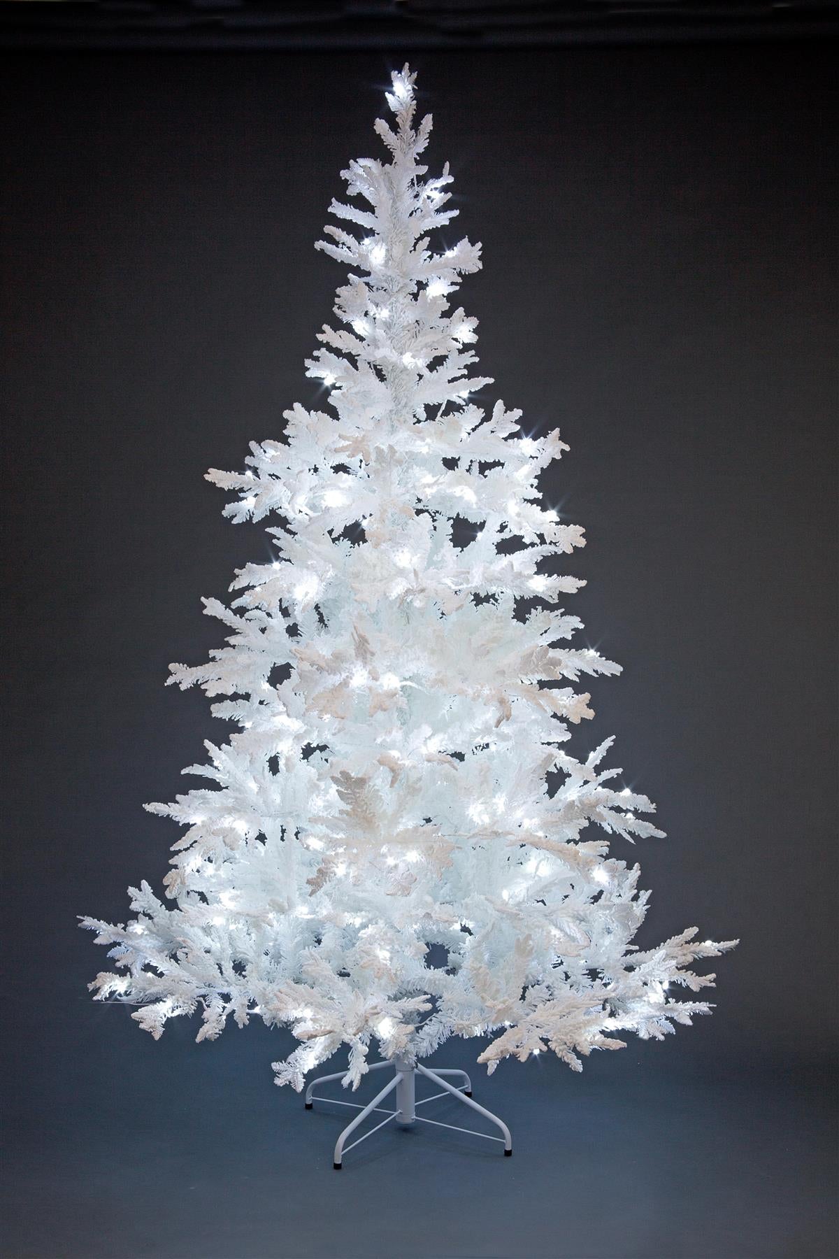 210cm Bavarian Pine White Flocked Pre-Lit LED Christmas Tree - 7ft