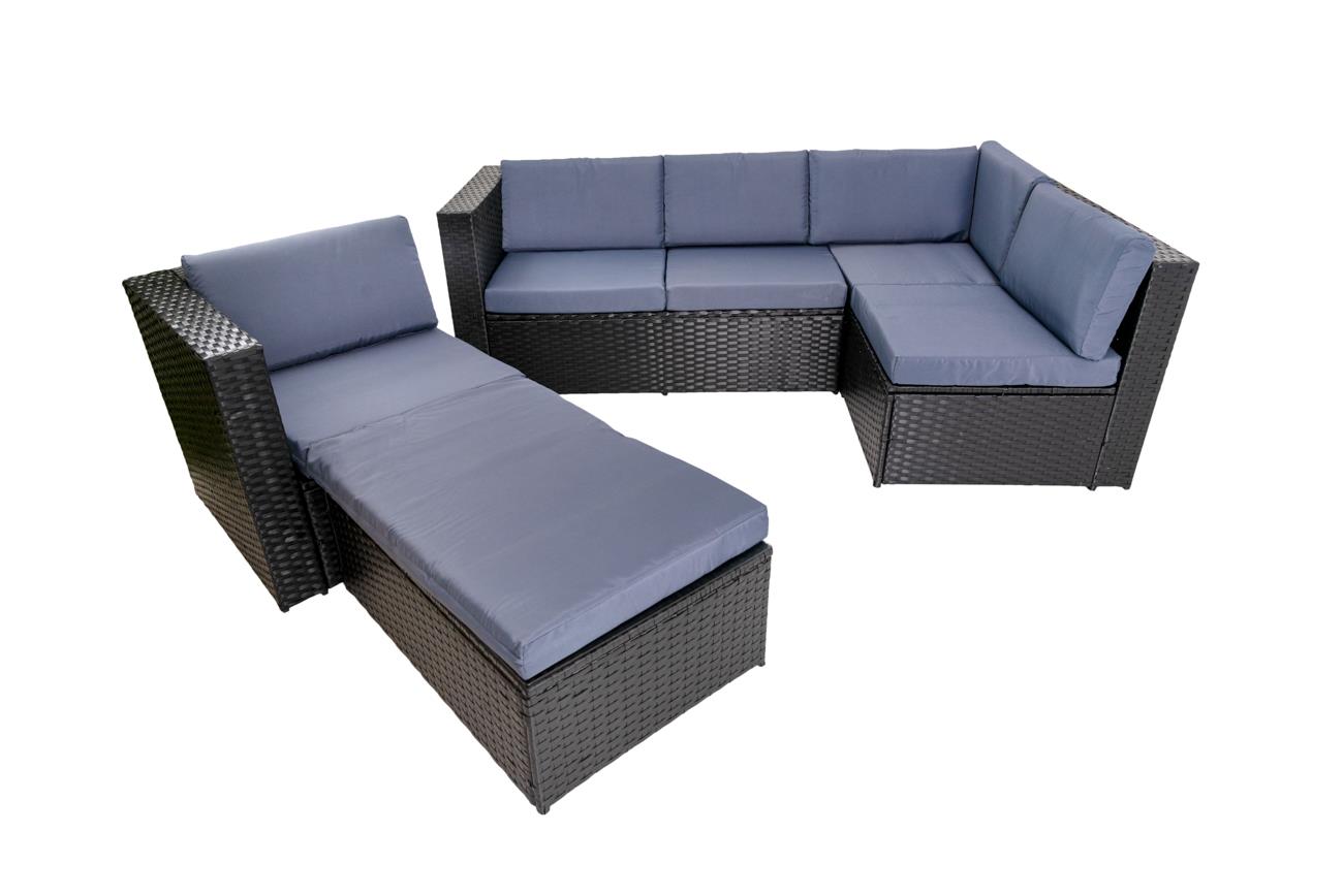 5-Seater Rattan Sofa Set with Table