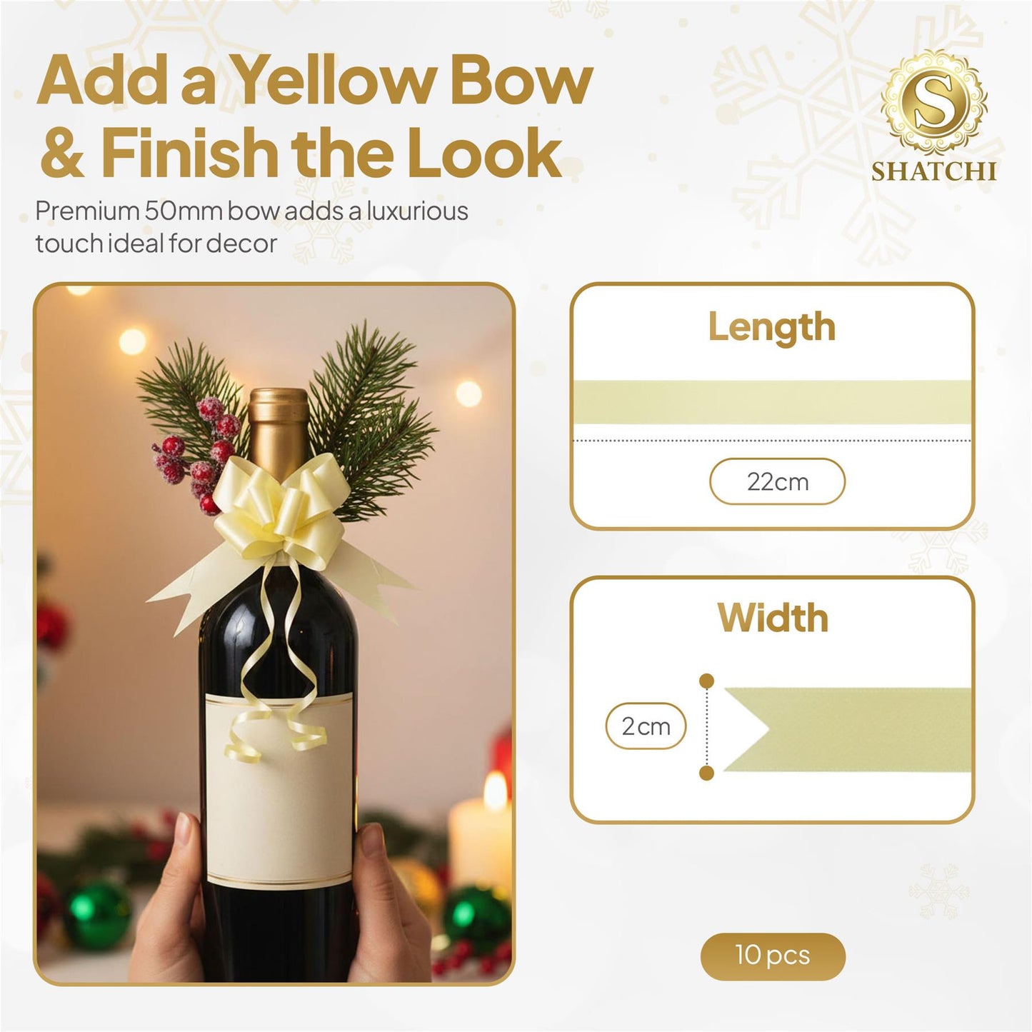 10 Pcs 50mm Light Yellow Pullbow