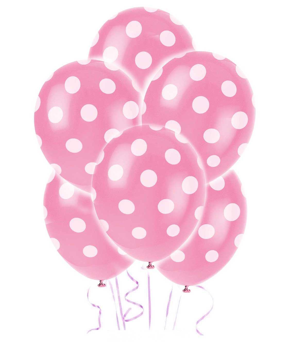 6pcs 12" Polka Dot Dark Pink & Light Pink Balloons