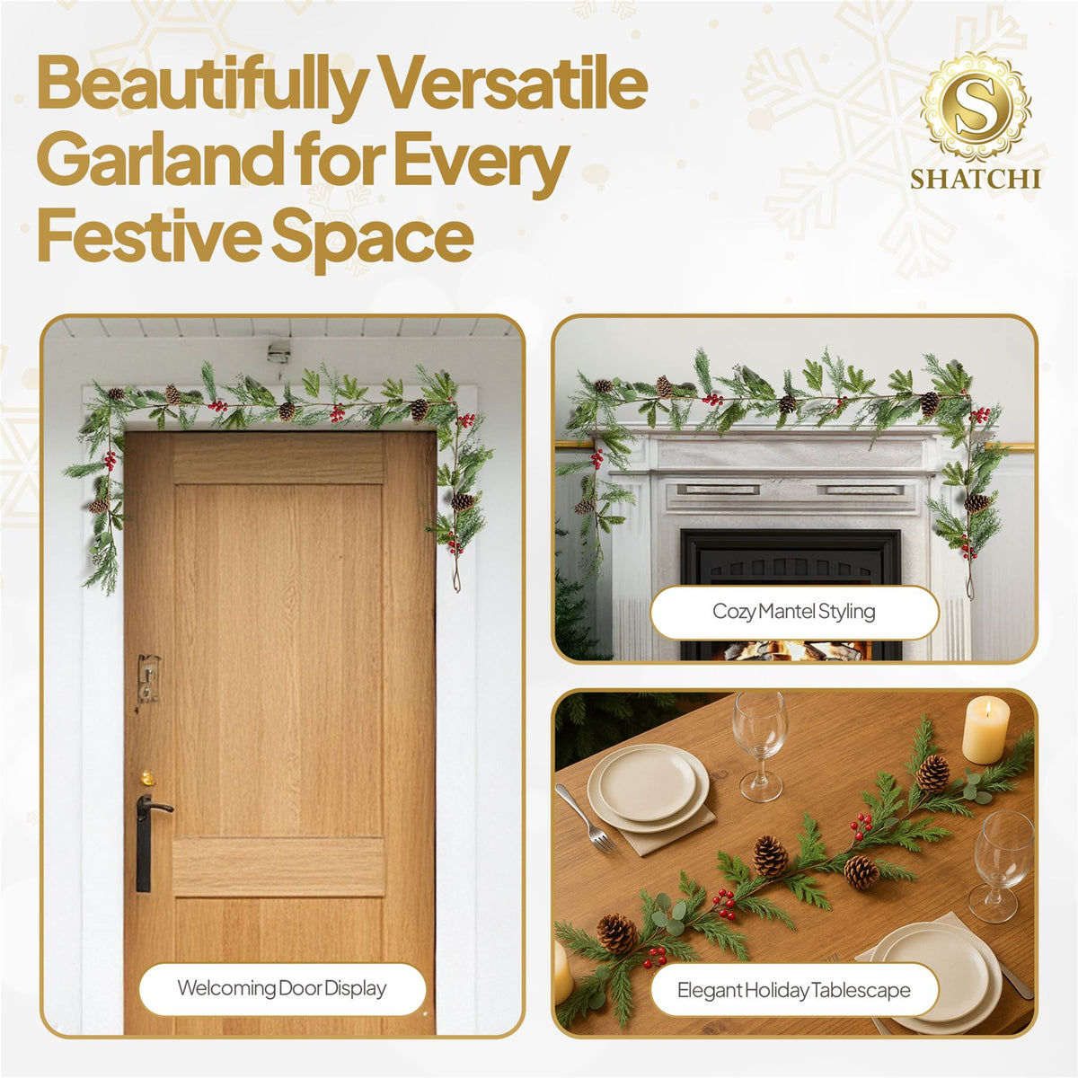 180CM CEDAR GARLAND WITH RED BERRY AND PINECONE