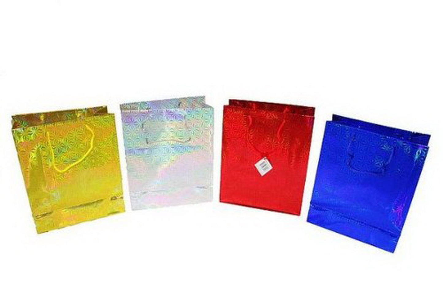 Small Holographic Gift Bags Pack of 4, Assorted Colors