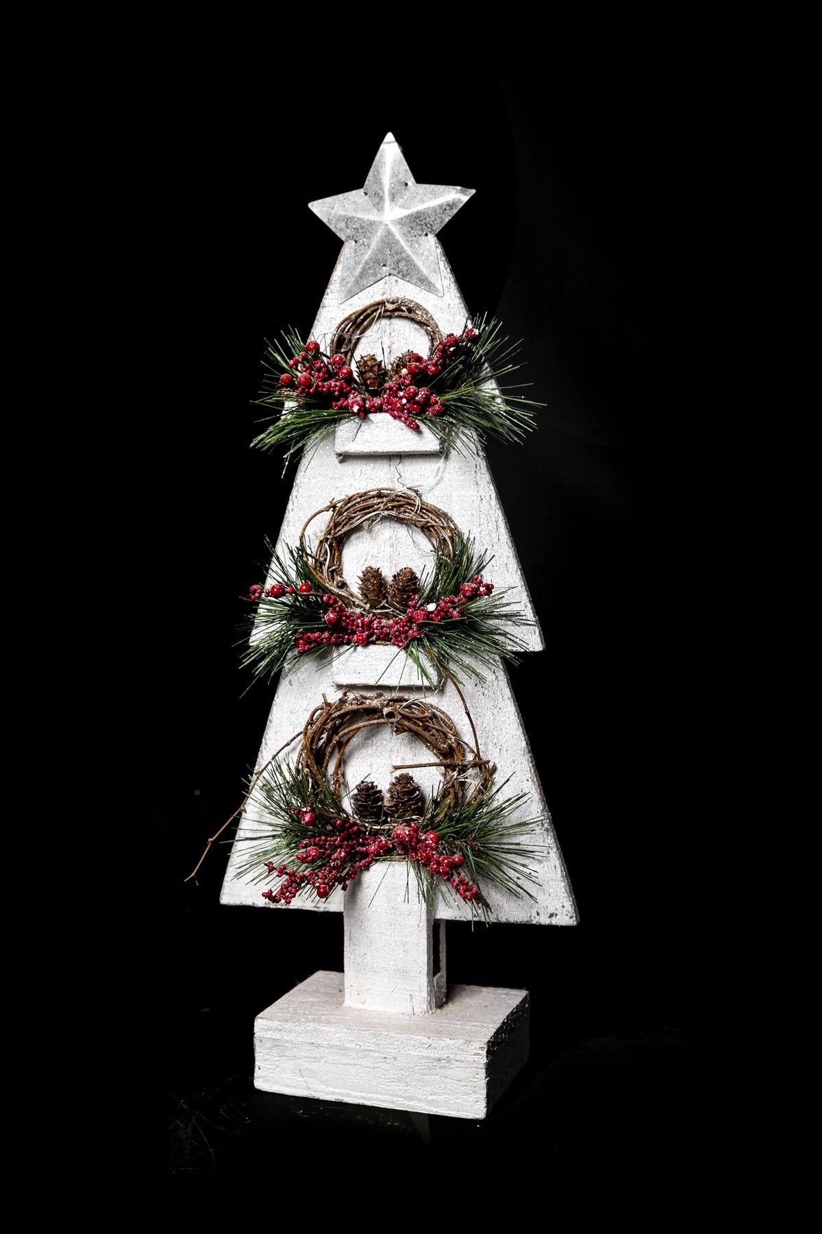 Grey Wooden Tree with White Bulbs