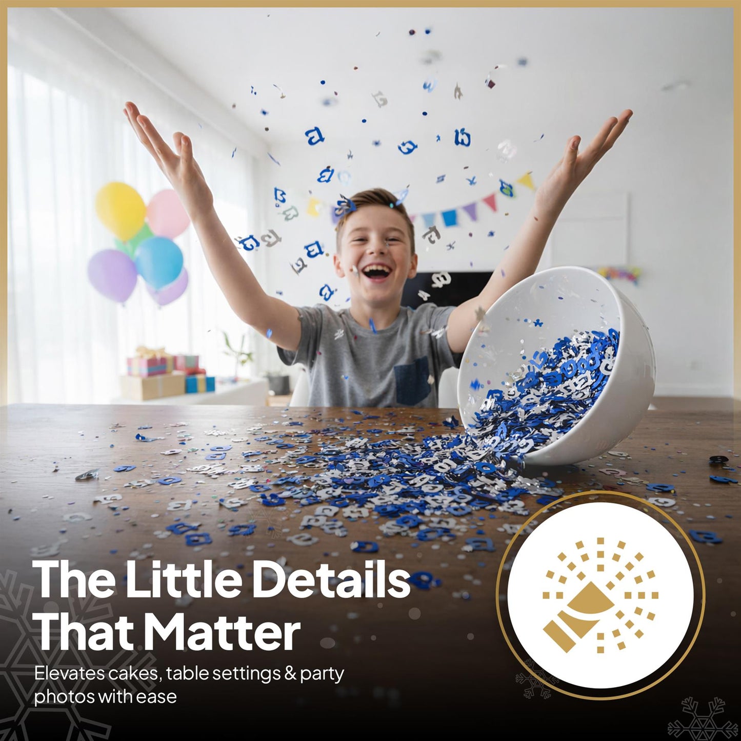 4-Pack 13th Birthday Blue and Silver Confetti