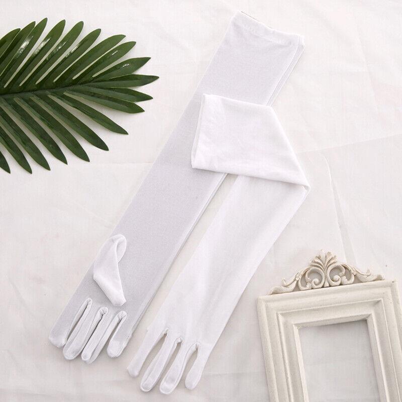 Ladies Satin Long White Opera Gloves