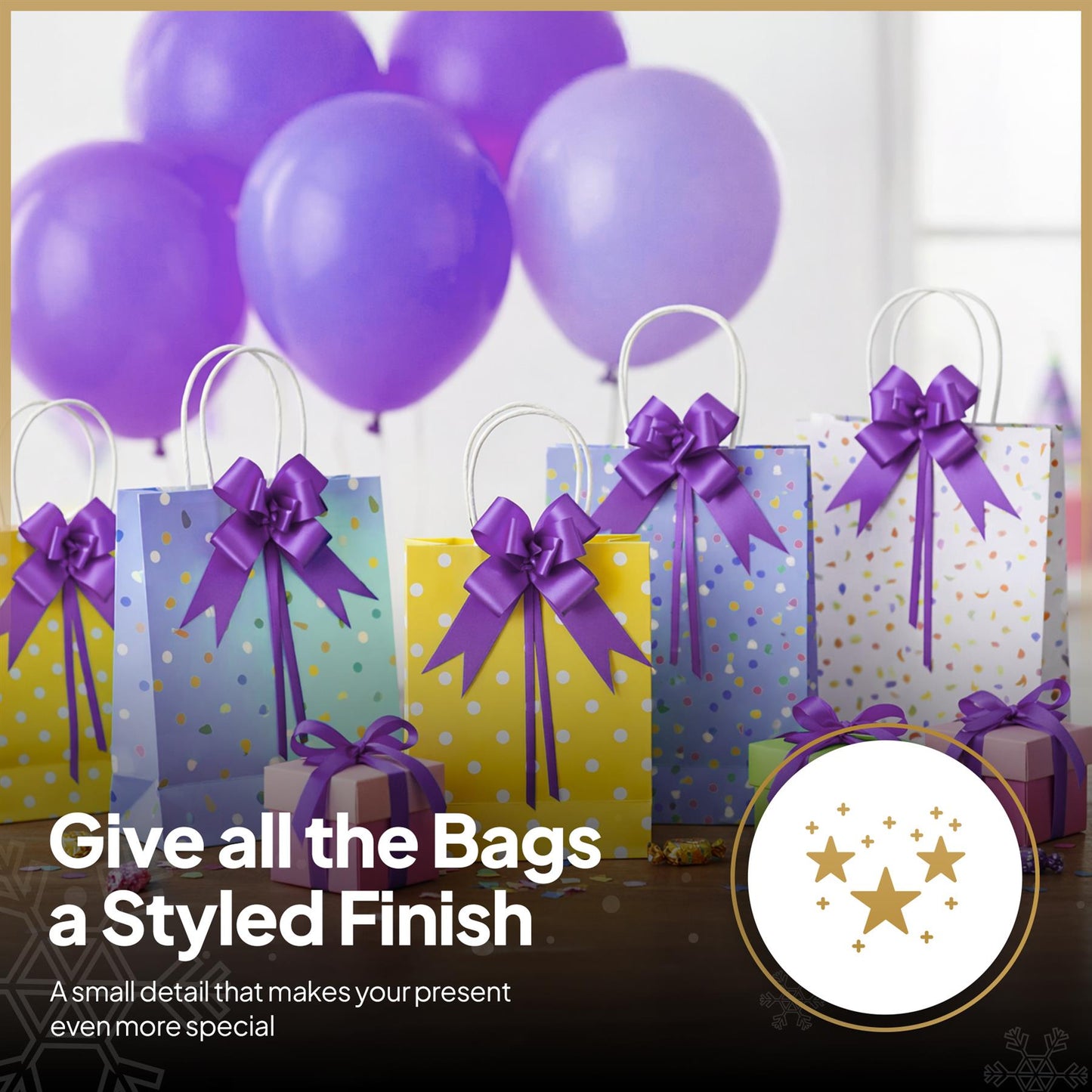Shatchi 30pcs Purple 30mm/3cm Pull Bows Gift Wrap & Hampers
