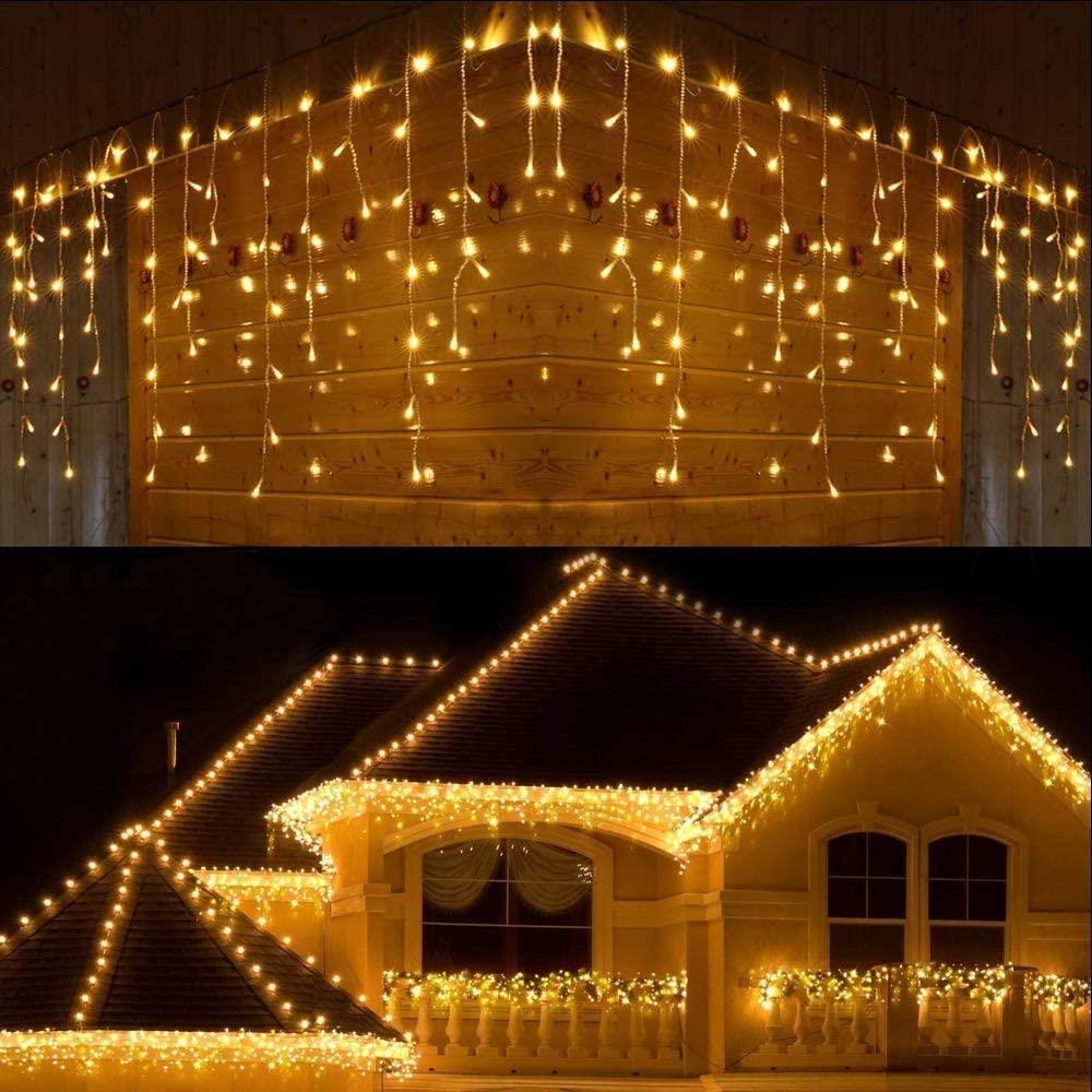 240 Warm White LED Icicle Lights (5m)