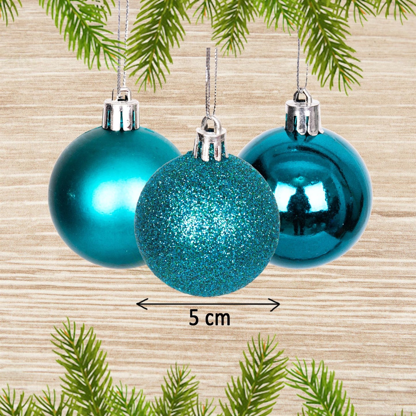 Baubles Teal Blue 5cm, 18pcs Set