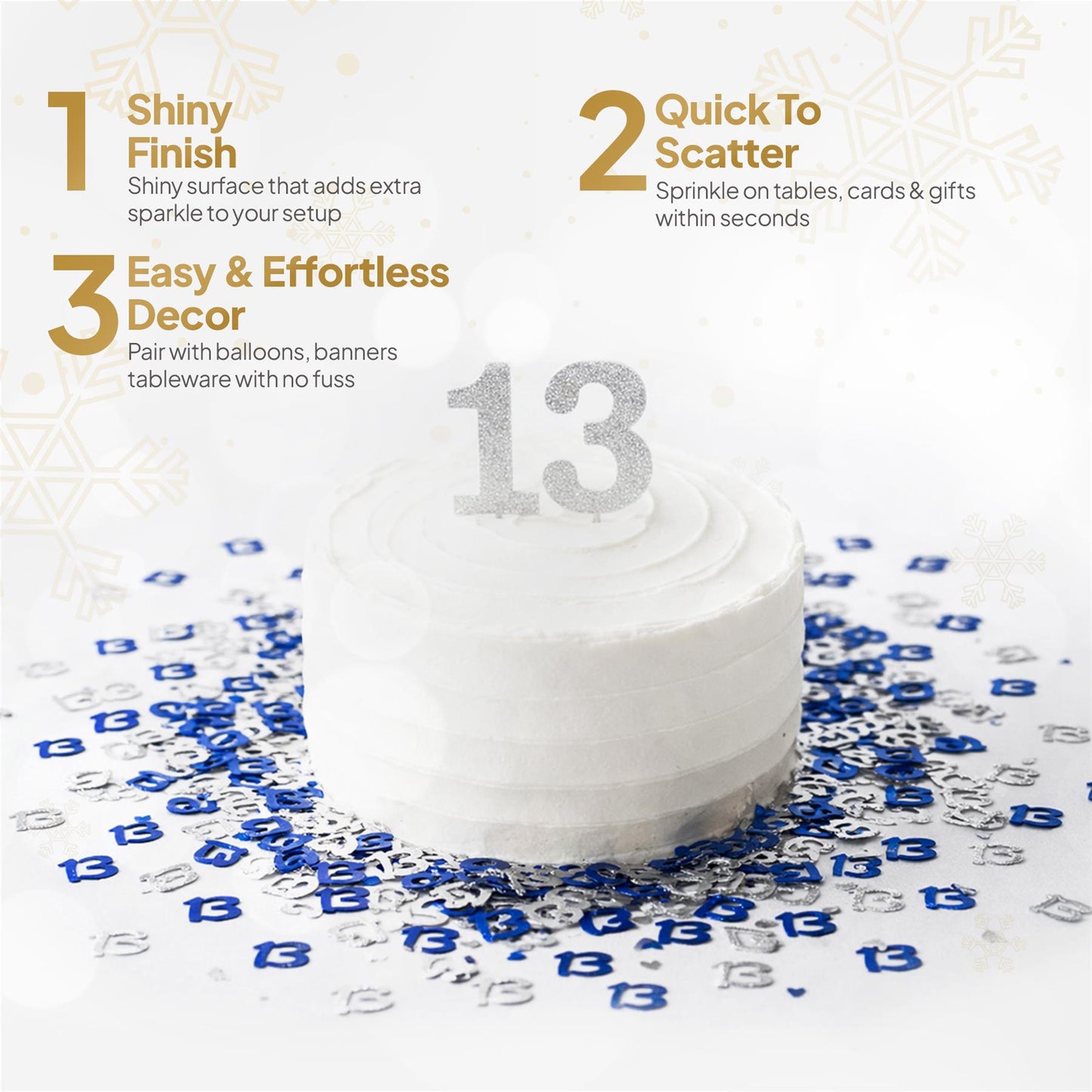 4-Pack 13th Birthday Blue and Silver Confetti