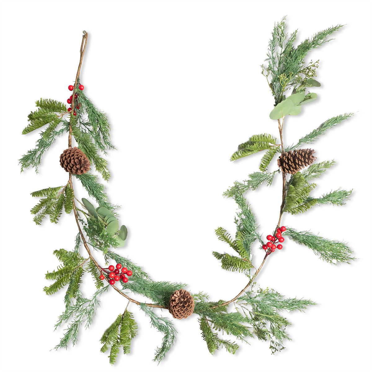 180CM CEDAR GARLAND WITH RED BERRY AND PINECONE