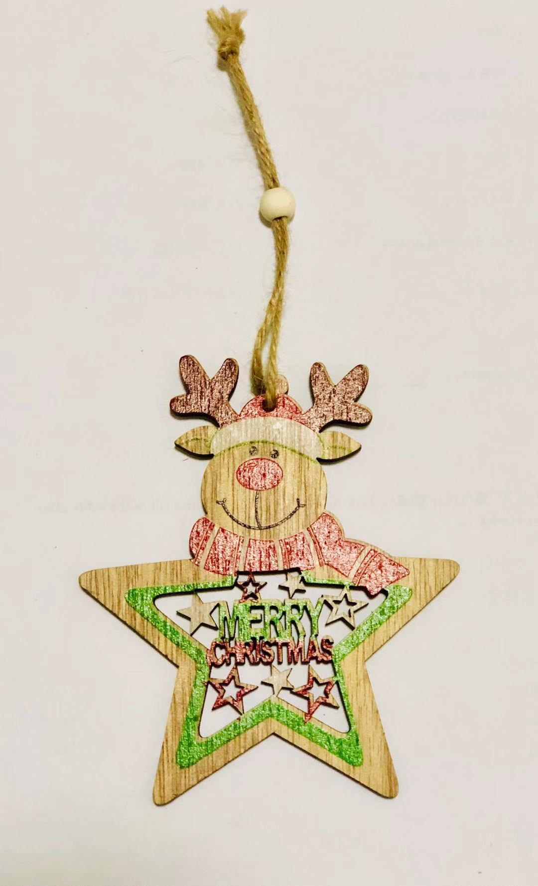 3 Pcs Wooden Craft Ornaments for Christmas