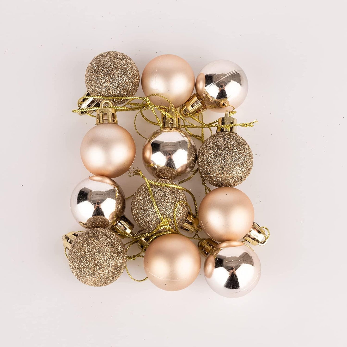 24 Champagne Baubles 3cm PVC Set