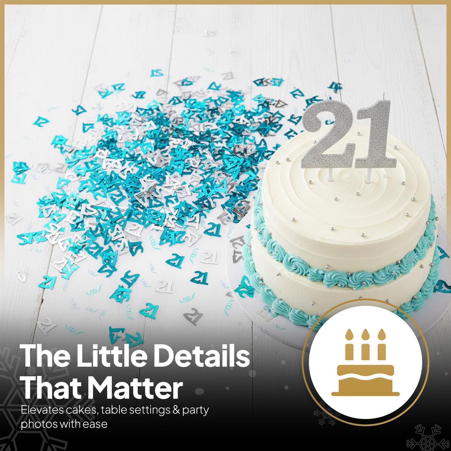 14g 21st Birthday Blue & Silver Confetti