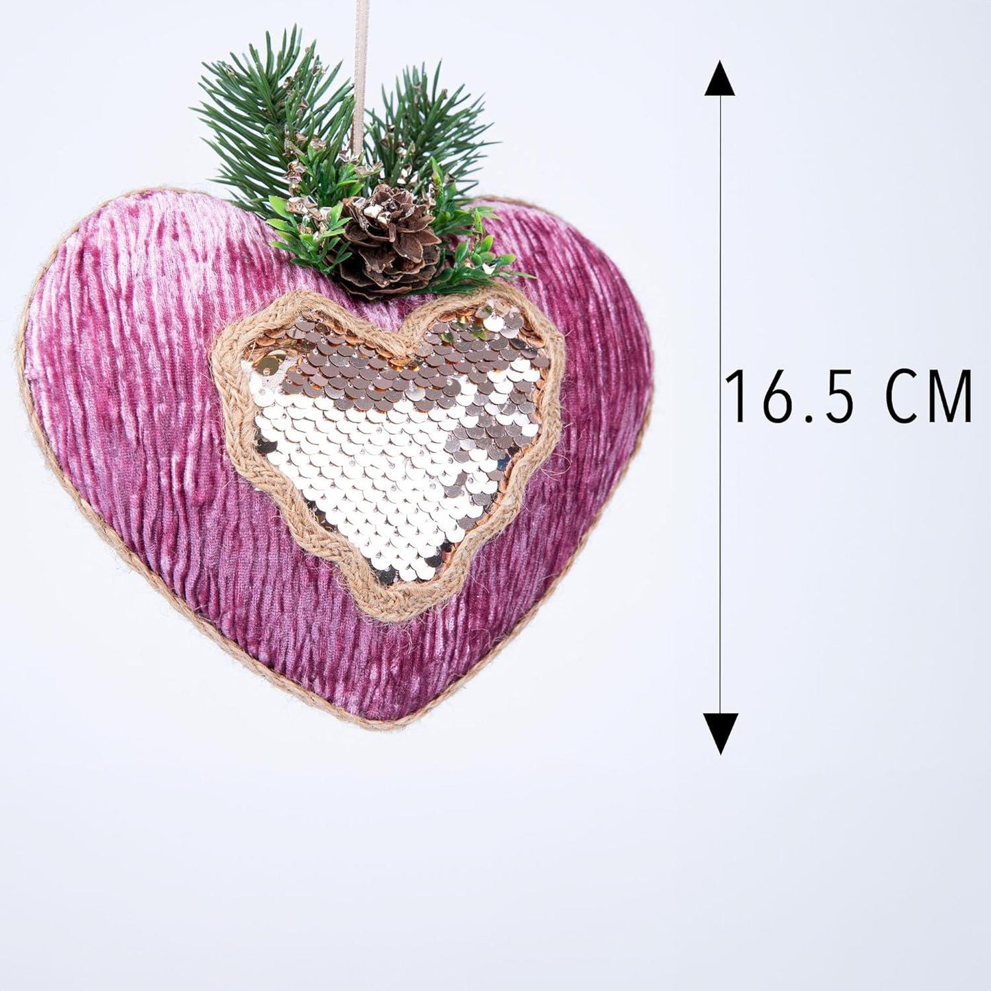 16.5cm Pink Heart Decoration