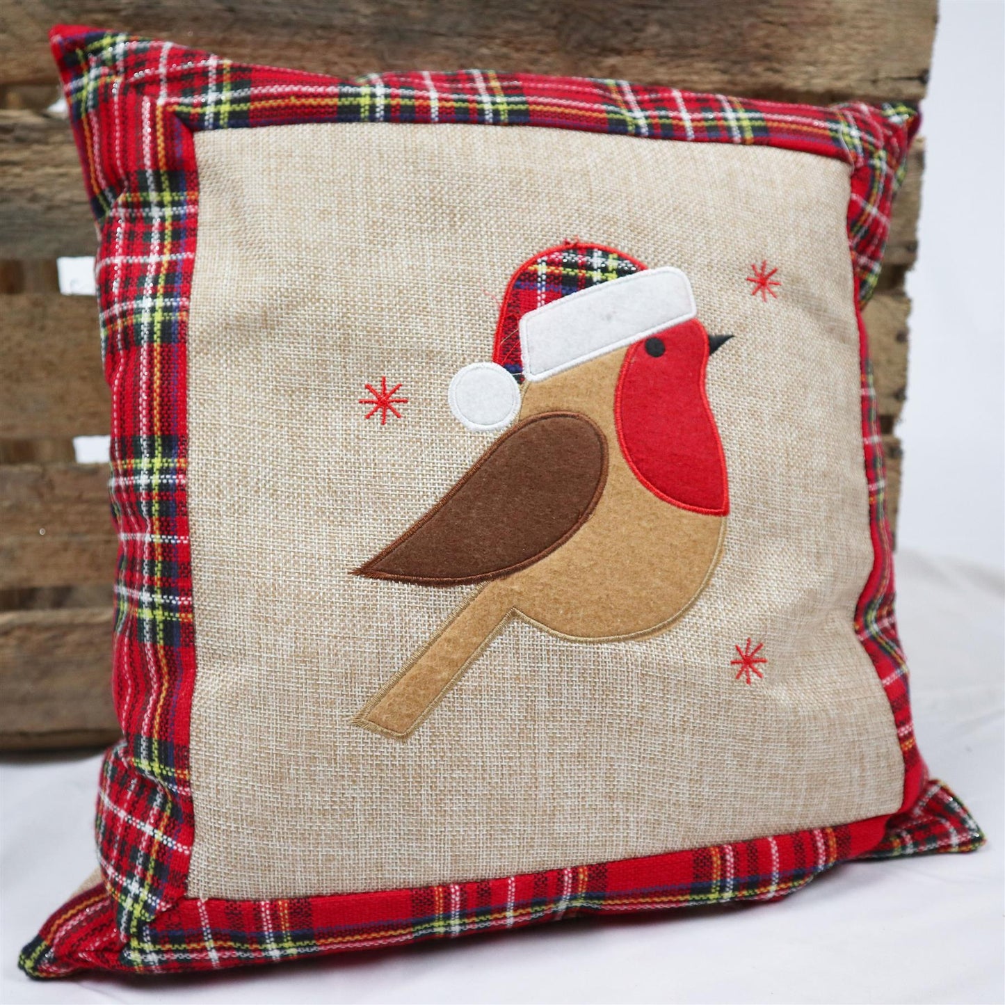 Christmas Pillow Cover with Robin 40x40cm