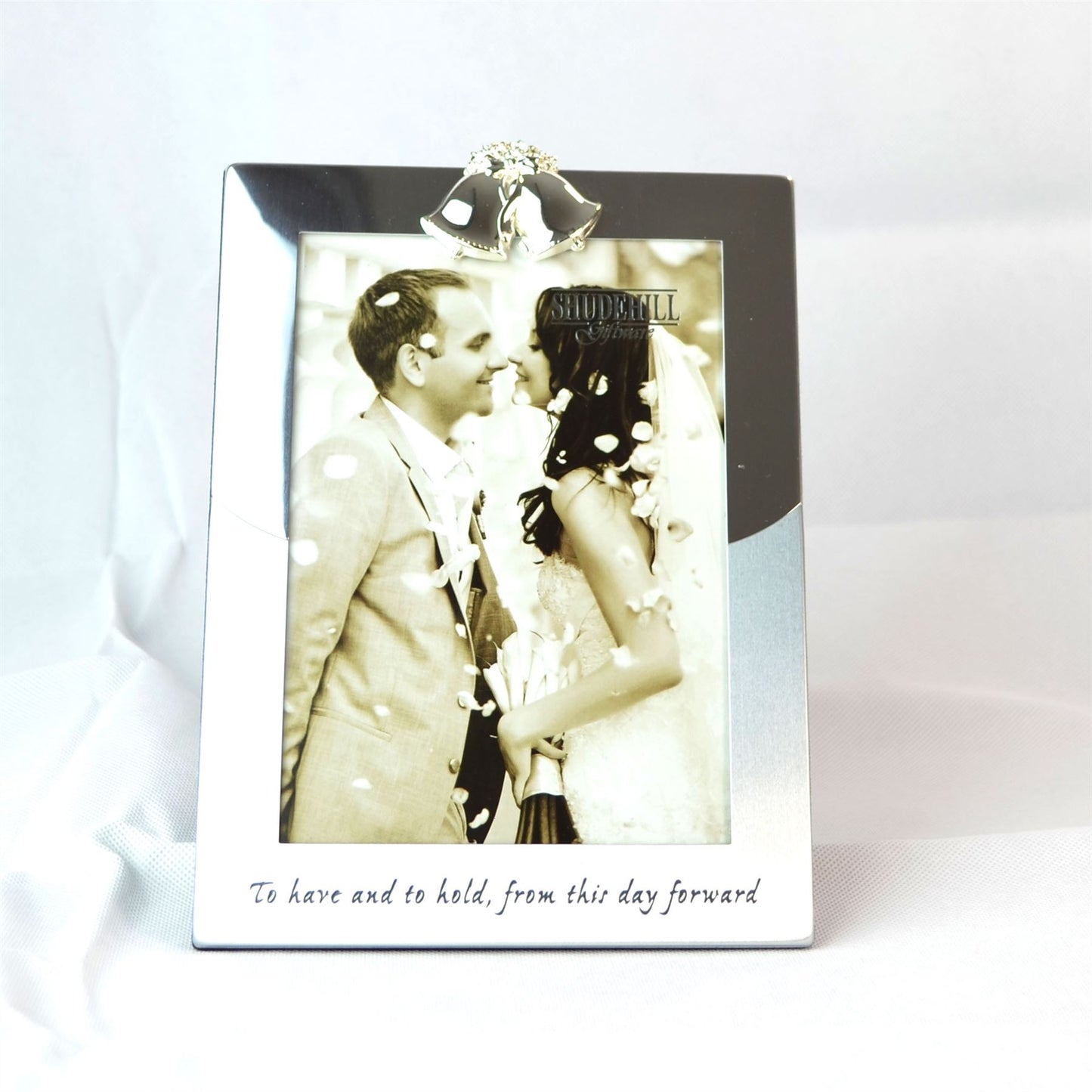 5" x 7" Silver Photo Frame - Silver Double Bell on Top