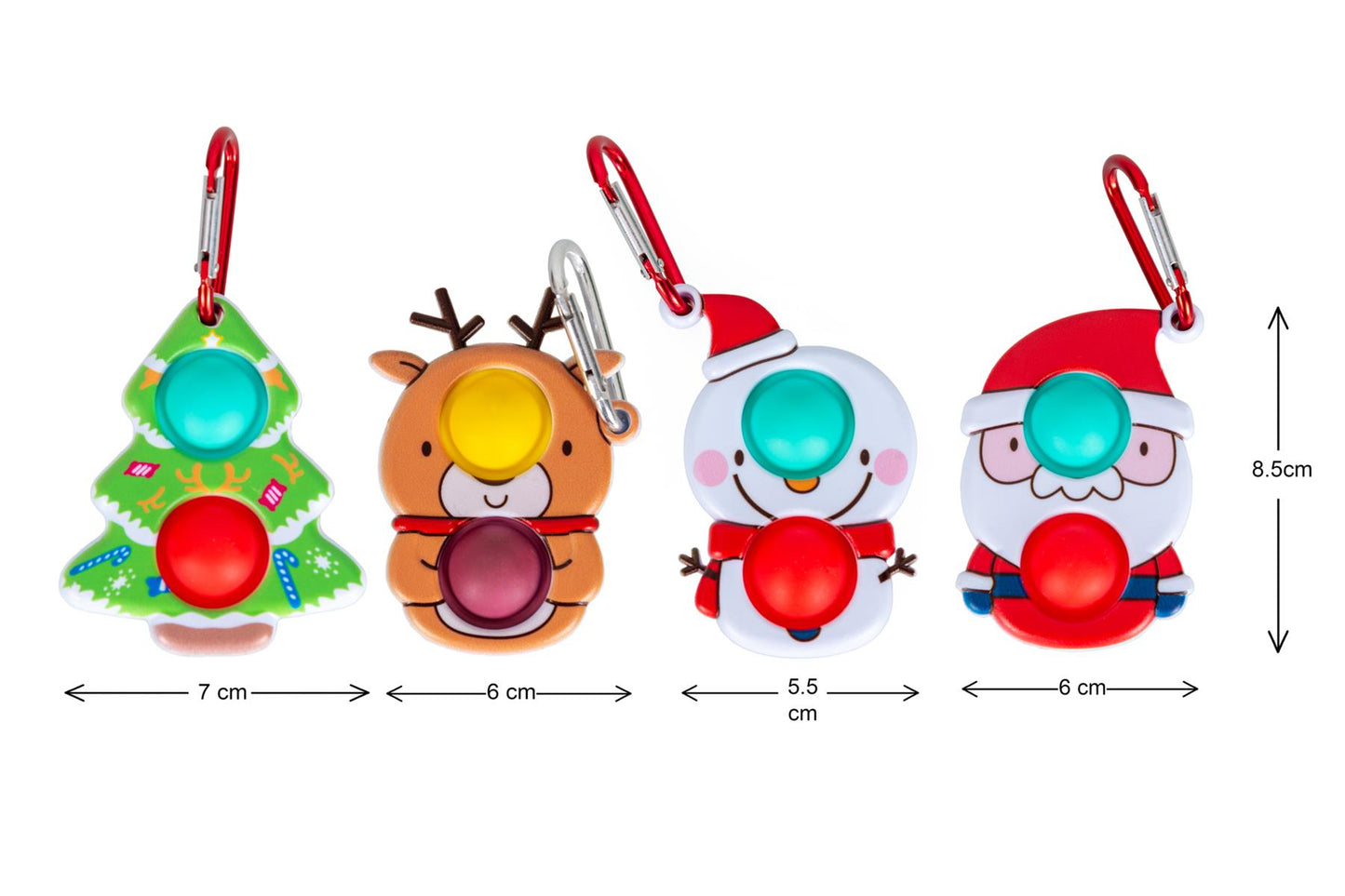 4Pcs Pop It Christmas Keyring Set