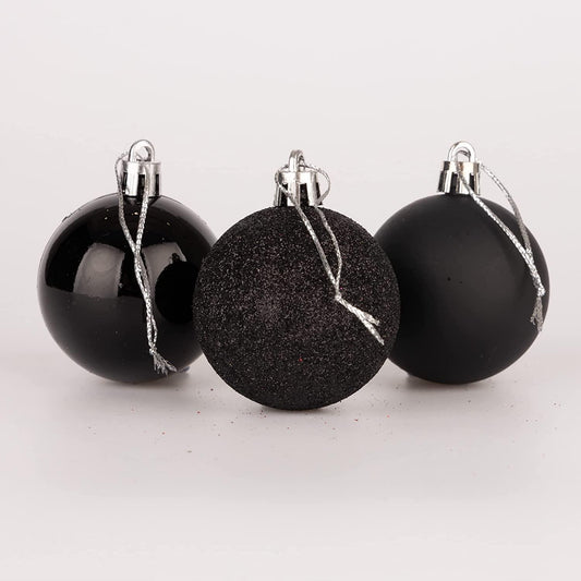 18 Black Baubles (5cm)