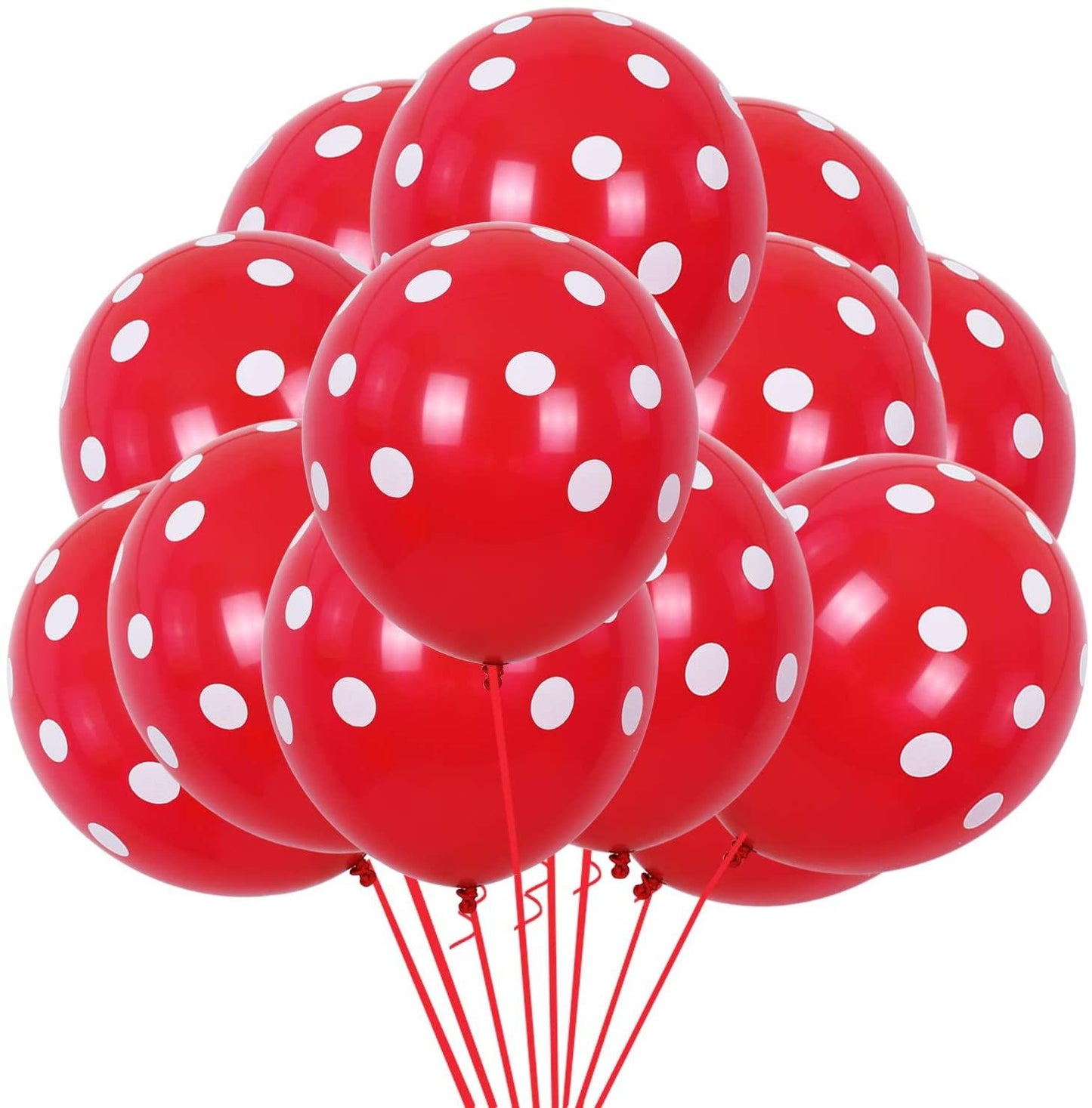 25 Red Polka Dot Balloons (12")